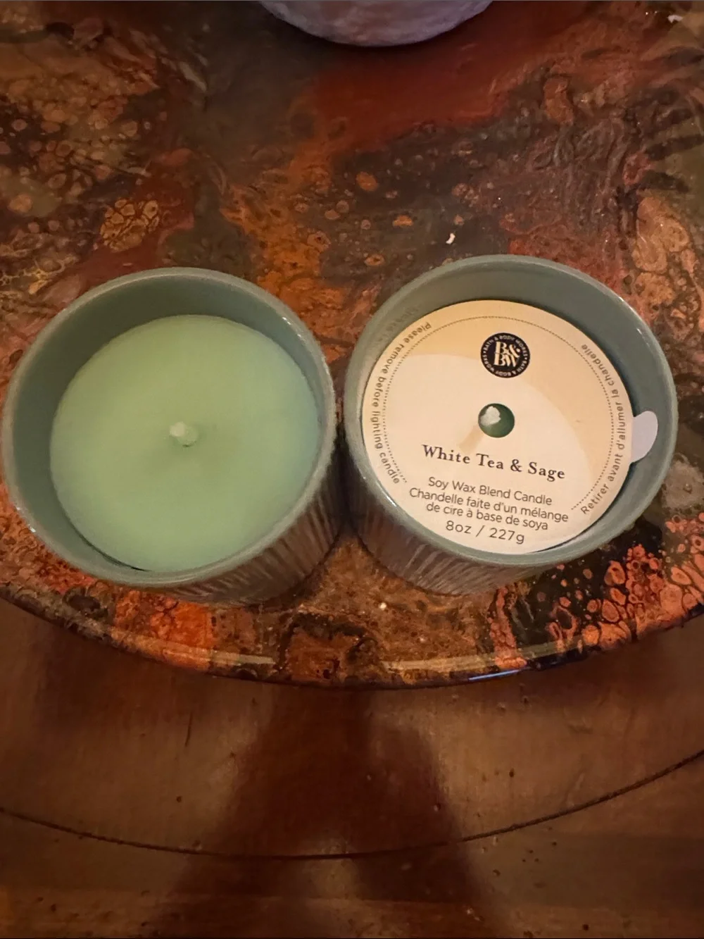 Bath & Body Works (2) White Tea & Sage Ceramic Candles